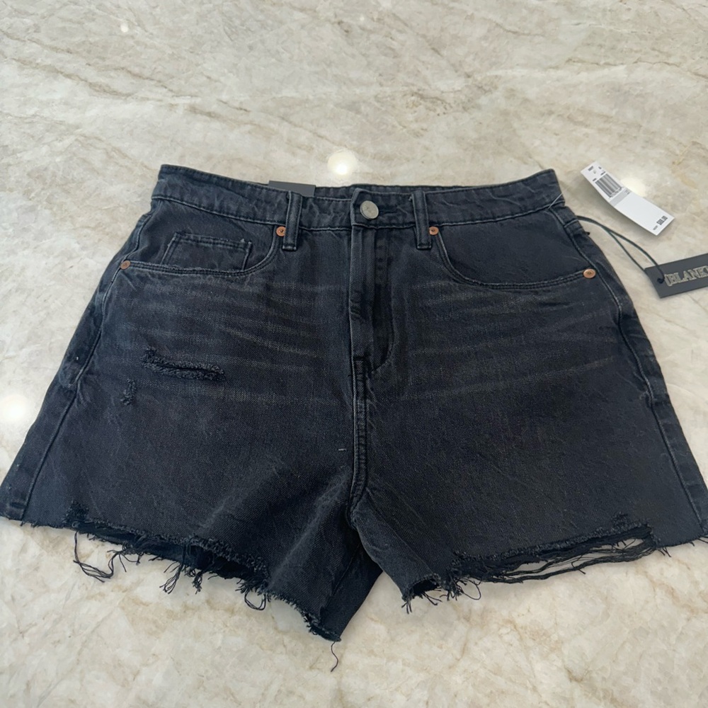 Blank NYC Black Distressed Jean Shorts